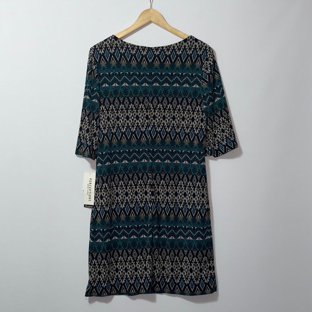 Perceptions Argyle print Sheath Quarter-sleeved d… - image 2